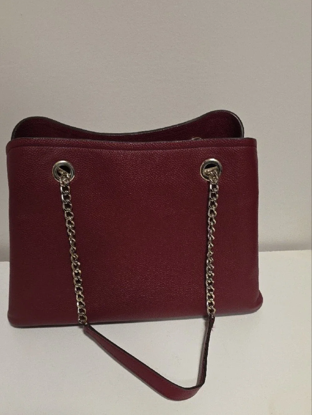 kate spade New York Burgundy Leather Chain-Handle Tote